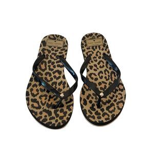 Kate Spade Womens Brown Black Animal Print Slippers Flip Flops Sandals Size 8